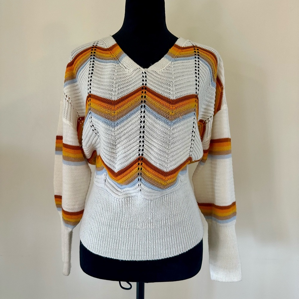 Striped V-Neck Sweater - Multicolor